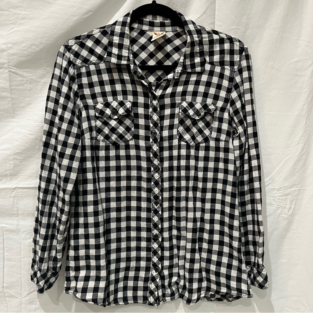 Faded Glory Size Small Flannel Checkered Button Up